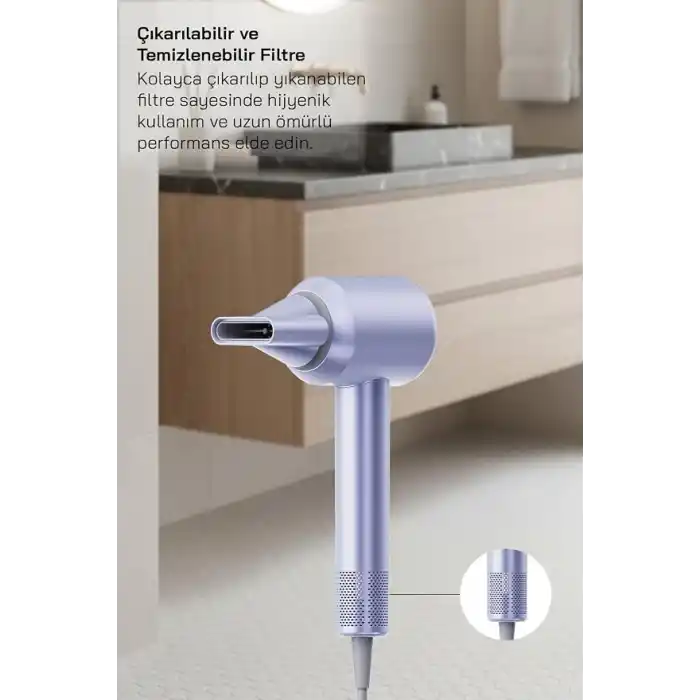 Sinbo SHD-1739 BLDC Saç Kurutma Makinesi, 1500W, 4 Isı 3 Hız Ayarı, Negatif İyon Teknolojisi, Mavi