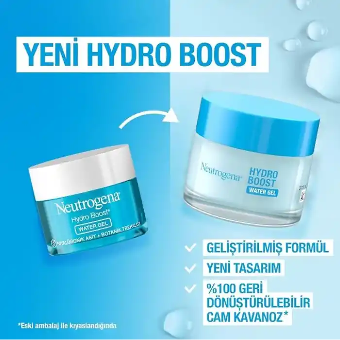 Neutrogena Hydro Boost Water Jel Nemlendirici Normal Ciltler için 50 ml— Hyalüronik asit içeren, tüm cilt tipleri için nemlendirici krem — Taze ve ışıltılı bir görünüm için nemlendirici jel