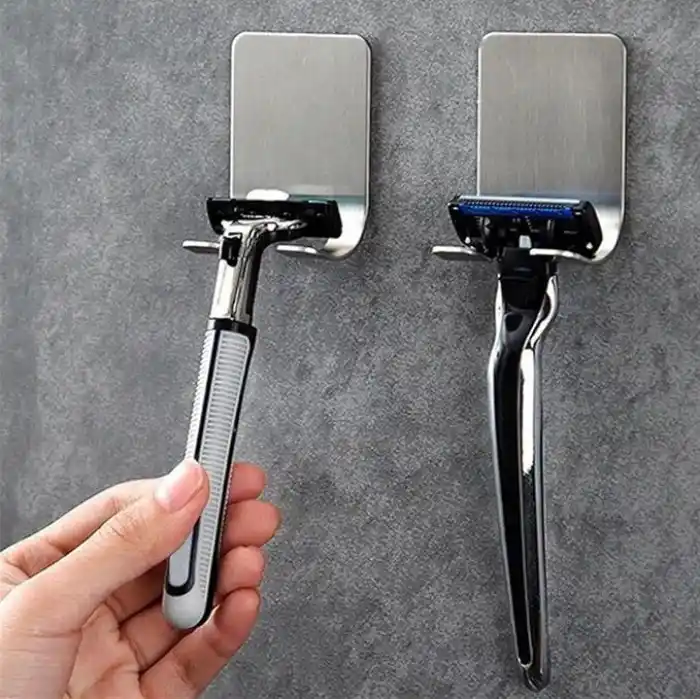 2 Adet Yapışkanlı Banyo Traş Bıçağı - Jilet Tutucu, Paslanmaz Çelik,