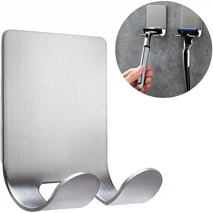 2 Adet Yapışkanlı Banyo Traş Bıçağı - Jilet Tutucu, Paslanmaz Çelik,