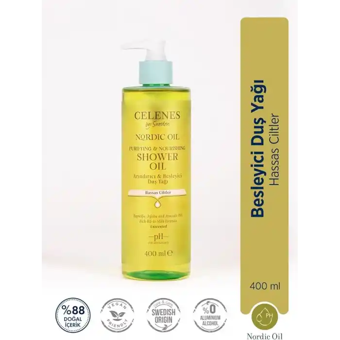 Celenes By Sweden Nordic Oil Duş Yağı Hassas Ciltler için Besleyici ve Nemlendirici