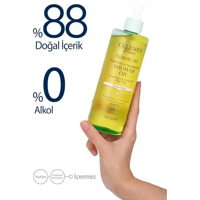 Celenes By Sweden Nordic Oil Duş Yağı Hassas Ciltler için Besleyici ve Nemlendirici