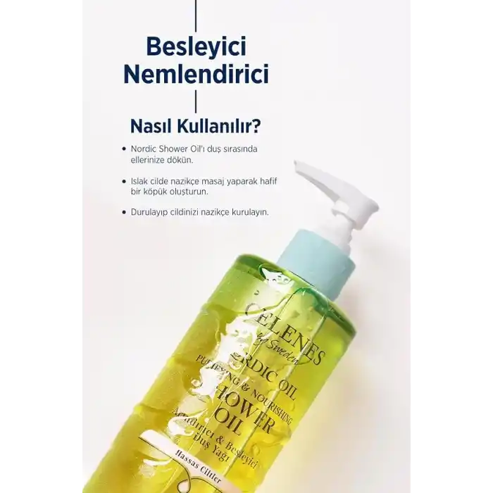 Celenes By Sweden Nordic Oil Duş Yağı Hassas Ciltler için Besleyici ve Nemlendirici