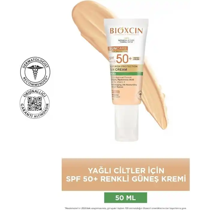 Bioxcin Sun Care Çok Yüksek Korumalı Yağlı Ciltler Için Renkli Güneş Kremi Tinted Spf 50+ 50 Ml