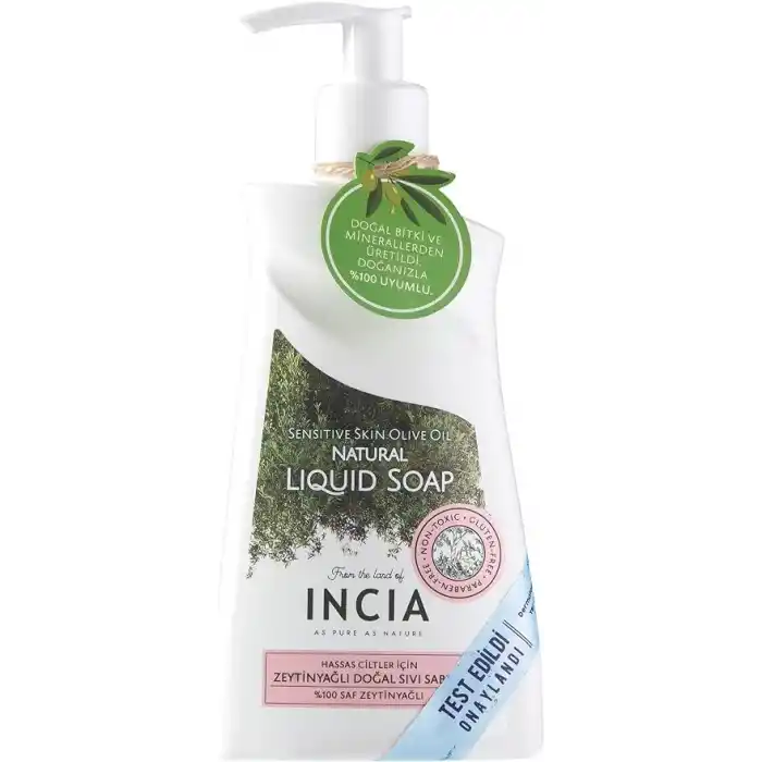 INCIA%100 Doğal Sıvı Kastil Sabunu Hassas Ciltler İçin Zeytinyağlı 10 Bitkisel Değerli Yağ Vegan 250 ml