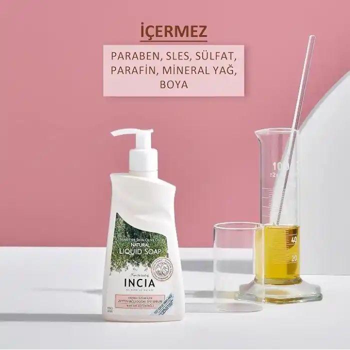 INCIA%100 Doğal Sıvı Kastil Sabunu Hassas Ciltler İçin Zeytinyağlı 10 Bitkisel Değerli Yağ Vegan 250 ml