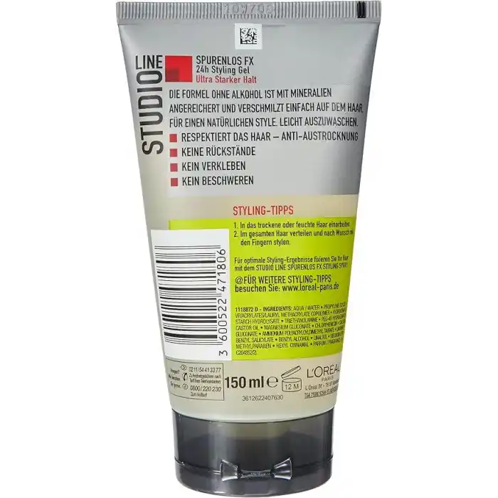 LOreal Paris Studio Line Traceless Fx Styling Gel 24H Ultra Güçlü Tutuş – Kalıntı Bırakmadan Pürüzsüz Saçlar İçin Mineral Zenginleştirilmiş Formül