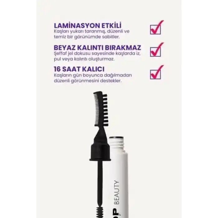 Pop Beauty Kaş Sabitleyici Ve Şekillendirici, Kaş Fırçası, Tarağı Ve Sabitleyici Jel (Laminasyon Etkili)