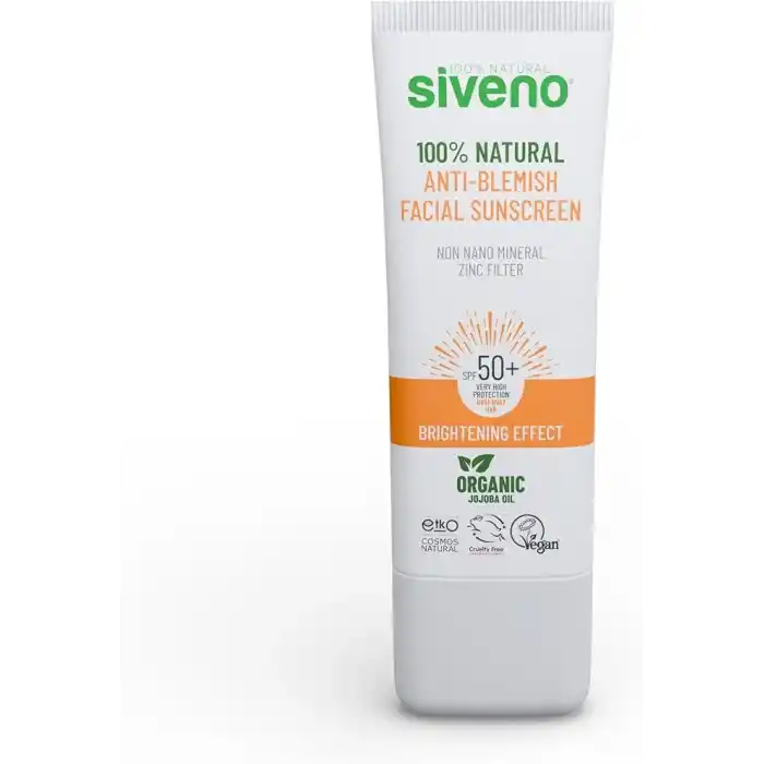 Siveno%100 Doğal Yüz Güneş Kremi Leke Karşıtı Aydınlatıcı Mineral Filtre UVA UVB SPF 50+ 30 ml