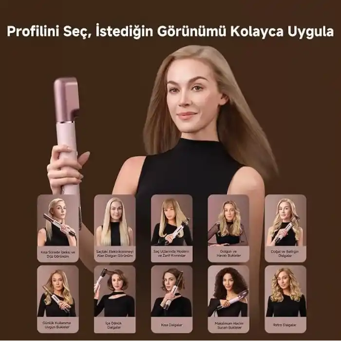 Dreame AirStyle Pro HI 8’i 1 Arada Çoklu Saç Şekillendirici Seti – Yüksek Hızlı Hava Akışı ile Saç Kurutma, Bukle, Düzleştirme ve Hacim Verme, Akıllı Mobil Uygulama Destekli, Pembe Şık Deri Tasarım, P