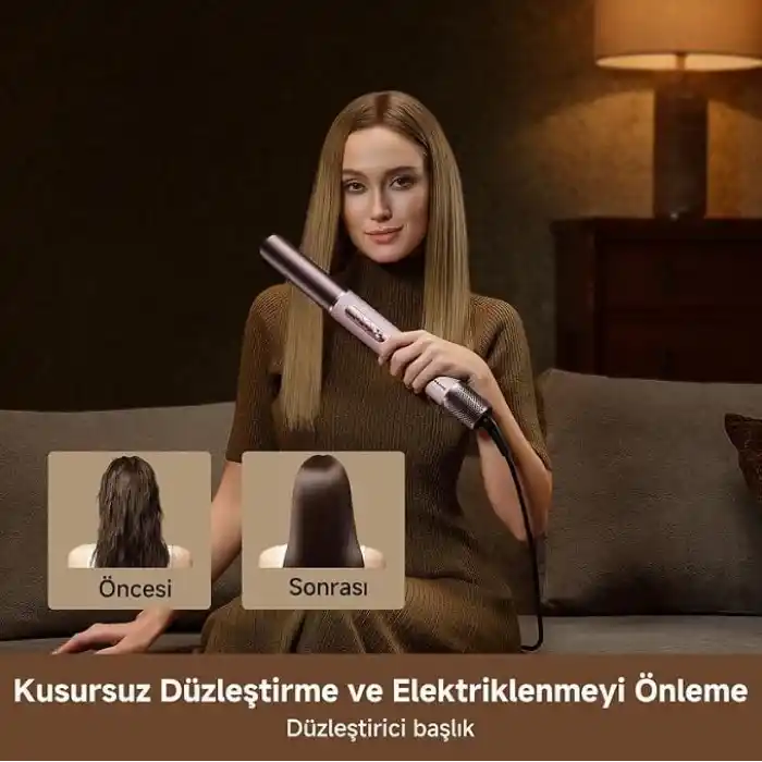 Dreame AirStyle Pro HI 8’i 1 Arada Çoklu Saç Şekillendirici Seti – Yüksek Hızlı Hava Akışı ile Saç Kurutma, Bukle, Düzleştirme ve Hacim Verme, Akıllı Mobil Uygulama Destekli, Pembe Şık Deri Tasarım, P