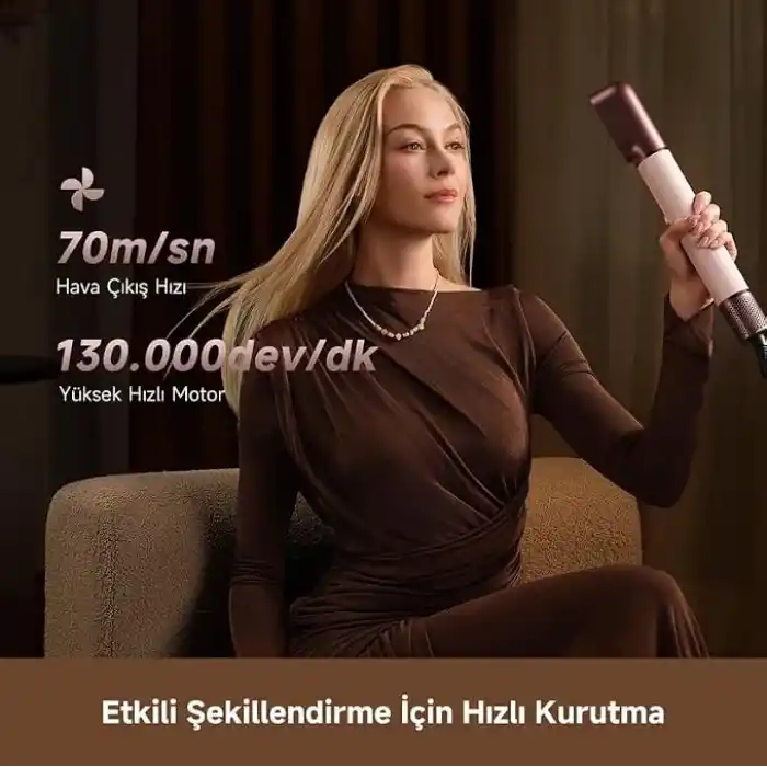 Dreame AirStyle Pro HI 8’i 1 Arada Çoklu Saç Şekillendirici Seti – Yüksek Hızlı Hava Akışı ile Saç Kurutma, Bukle, Düzleştirme ve Hacim Verme, Akıllı Mobil Uygulama Destekli, Pembe Şık Deri Tasarım, P