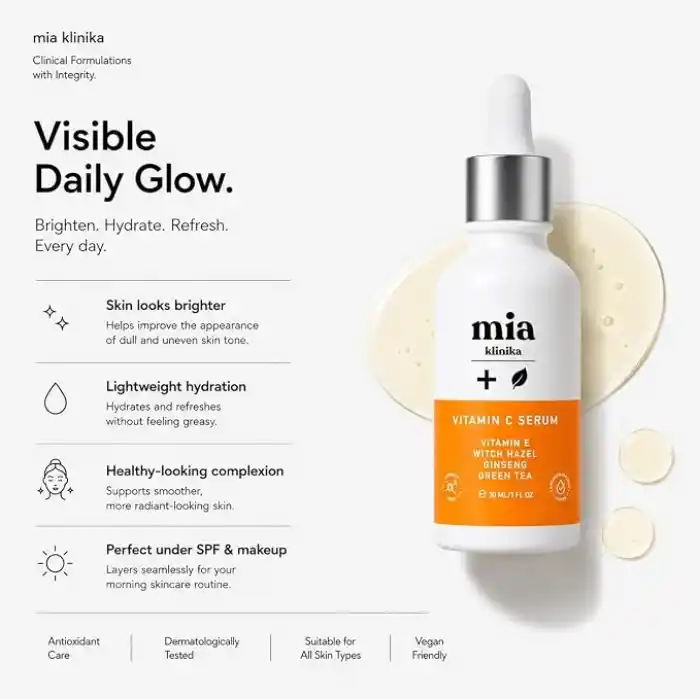 MIA Klinika Aydınlatıcı Yüz Serumu Vitamin C, E ve Yeşil Çay 30ml