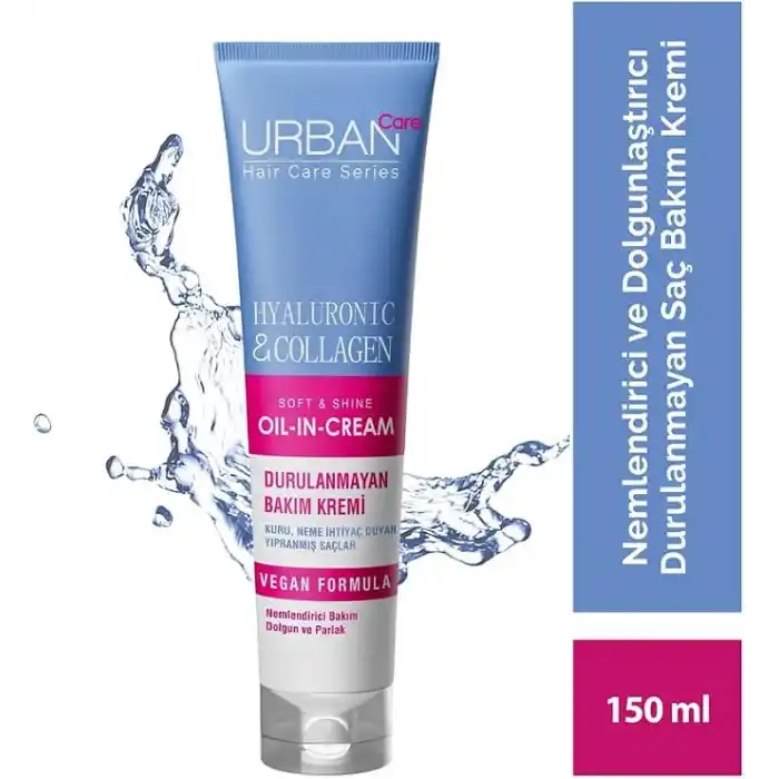 URBAN Care Hyaluronik Asit & Kolajen Kuru ve Cansız Saçlara Özel Durulanmayan Bakım Kremi 150 ml- Vegan