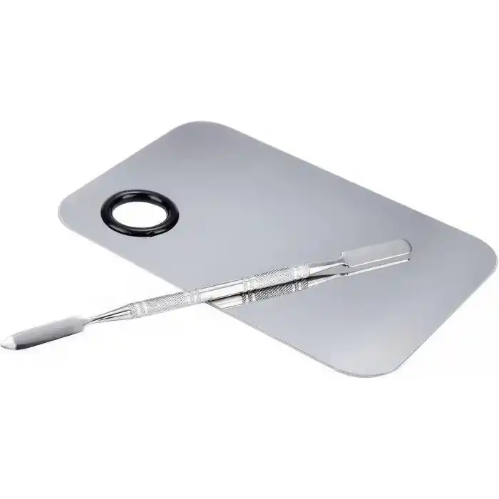 2 Parça Aynalı Çelik Makyaj Fondöten Krem Karıştırma Spatula Palet Set cin906