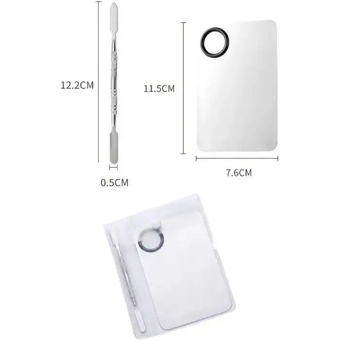 2 Parça Aynalı Çelik Makyaj Fondöten Krem Karıştırma Spatula Palet Set cin906