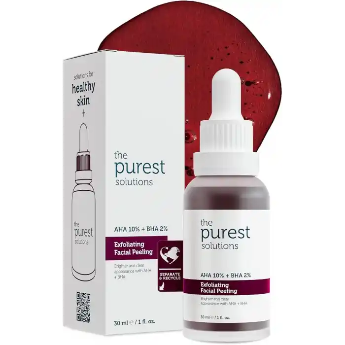 The Purest Solutions, AHA & BHA Canlandırıcı & Cilt Tonu Eşitleyici Kırmızı Peeling Cilt Bakım Serumu 30 ml (Aha 10% + Bha 2%)