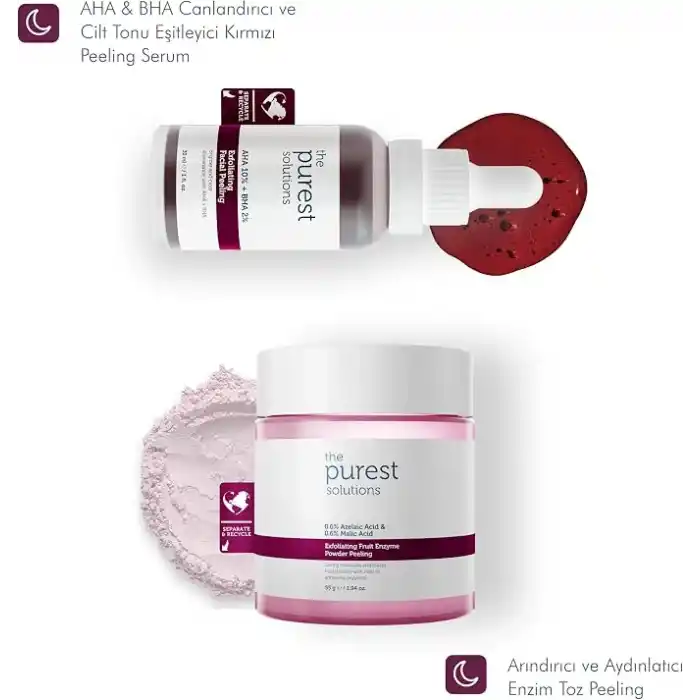 The Purest Solutions, AHA & BHA Canlandırıcı & Cilt Tonu Eşitleyici Kırmızı Peeling Cilt Bakım Serumu 30 ml (Aha 10% + Bha 2%)