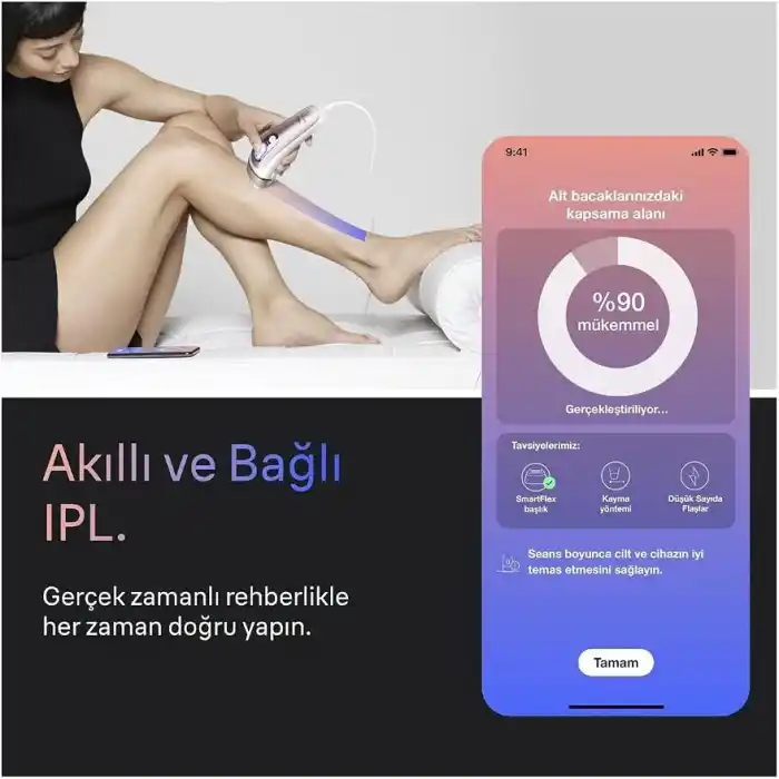 Braun IPL Skin i·expert, Evde Lazerle Tüy Alma, App ile, Mini Yüz Tüy Alma Cihazı, 4 Başlık, PL7432