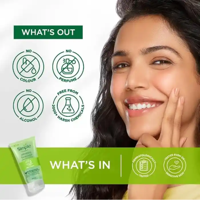 Simple Kind to Skin Ferahlatıcı Yüz Temizleme Jeli B5+E Vitamini Pürüzsüz ve Sağlıklı Gözüken Bir Cilt için, 150 ml