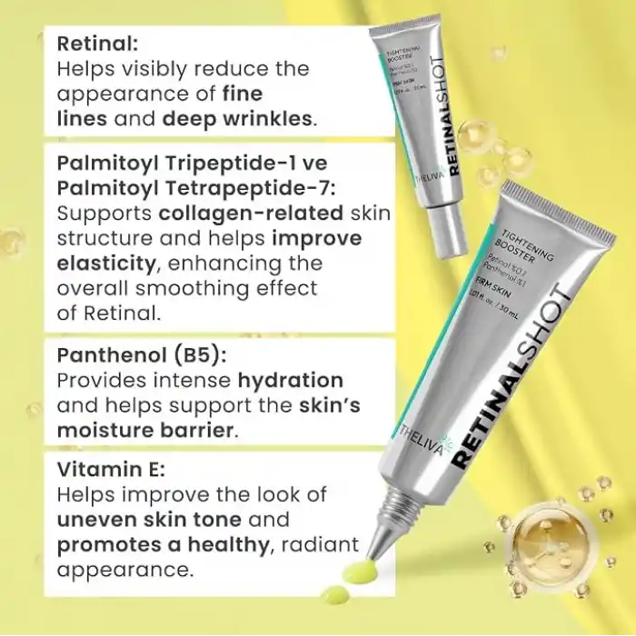 The Liva Retinal Shot Tightening Booster Krem, Sıkılaştırıcı Yüz Kremi, Gece Kremi Yenileyici 30 ml