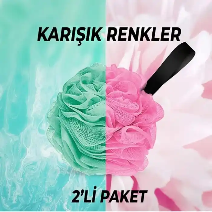 WONKEY - Banyo ve Duş Lifi, Yumuşak Vücut Yıkama Lifi, Karışık Renkli Banyo Kesesi 2li Paket