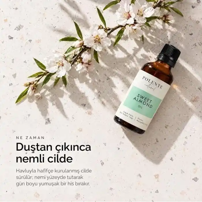 Polente Natural Tatlı Badem Yağı,%100 Saf ve Doğal, Soğuk Sıkım, 50 ml