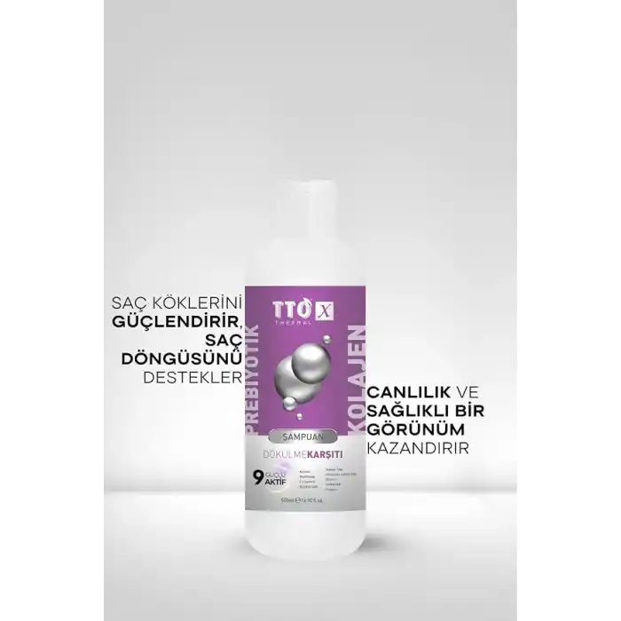 TTO X Dökülme Karşıtı Saç Şampuanı 500ml, Kolajen, Prebiyotik, Etkili Saç Bakım