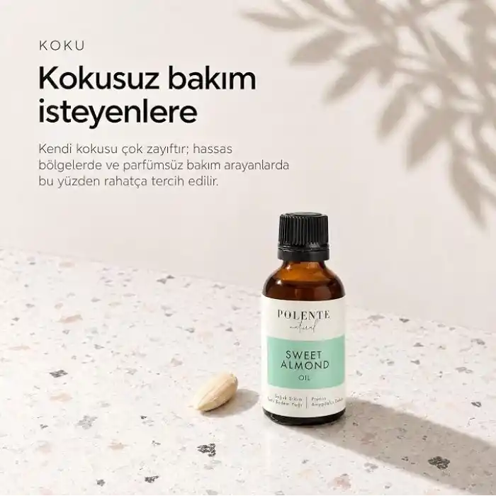 Polente Natural Tatlı Badem Yağı,%100 Saf ve Doğal, Soğuk Sıkım, 50 ml