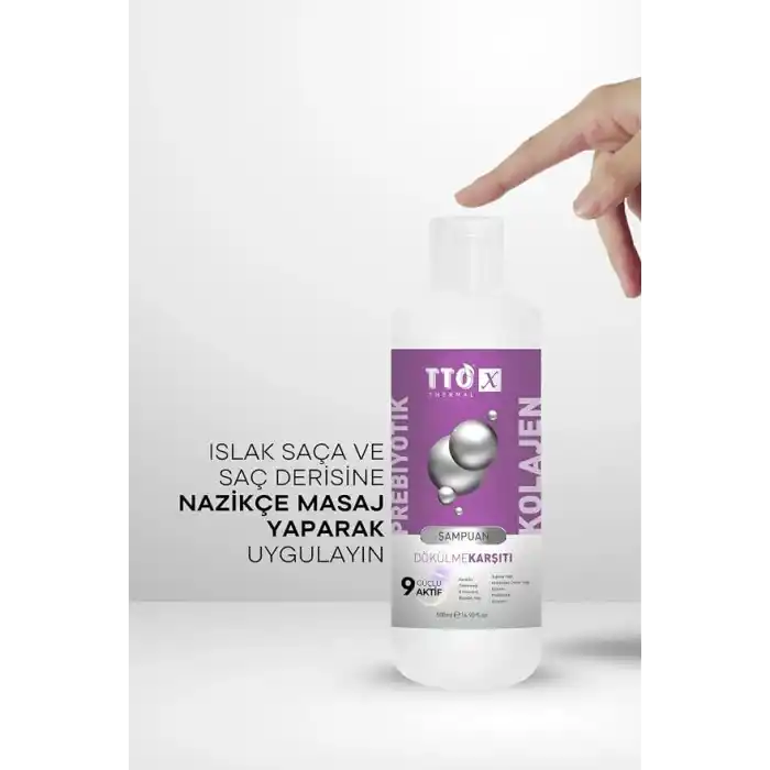 TTO X Dökülme Karşıtı Saç Şampuanı 500ml, Kolajen, Prebiyotik, Etkili Saç Bakım