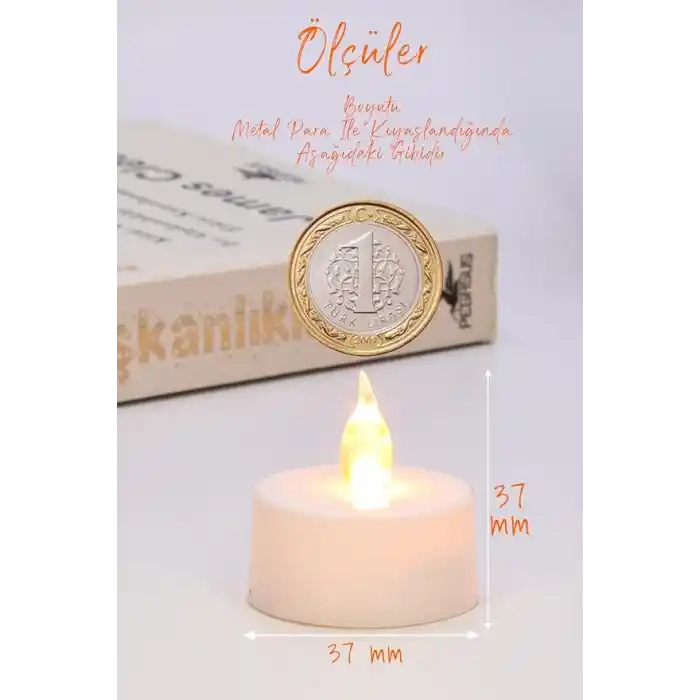 TELVESSE 24 Adet Led Mum Tealight Mini Dumansız Pilli Alevli Dekoratif Yapay Mum Işıldak Beyaz 1036-2