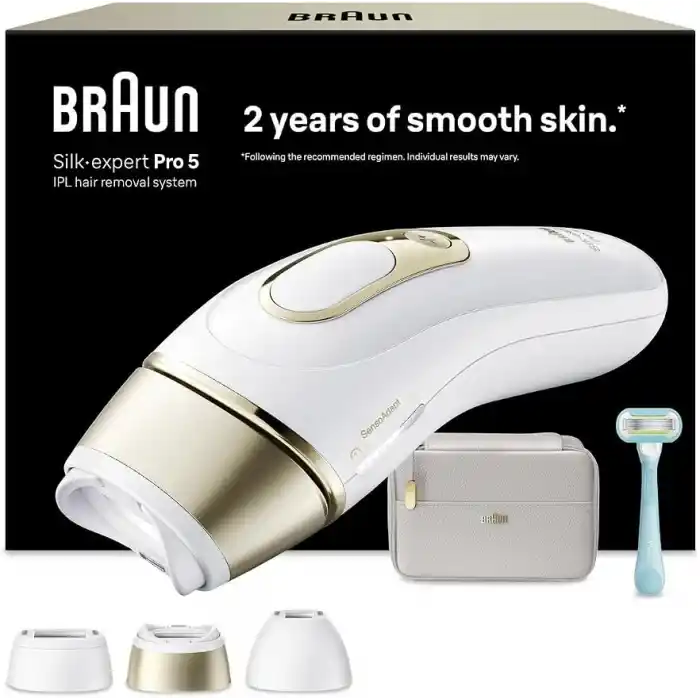 Braun IPL Silk·expert Pro 5, Evde Lazerle Tüy Alma, Çanta, Gillette Venus, 3 Başlık, PL5311