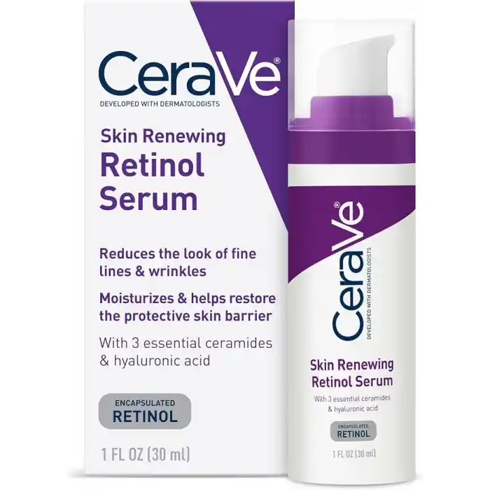 CeraVe Anti Aging Retinol Serum For Face, Encapsulated Retinol With Hyaluronic Acid, Niacinamide & Ceramides, Smooths Wrinkles & Fine Lines, Gentle Skin Brightening Serum, Fragrance Free, 1 Oz