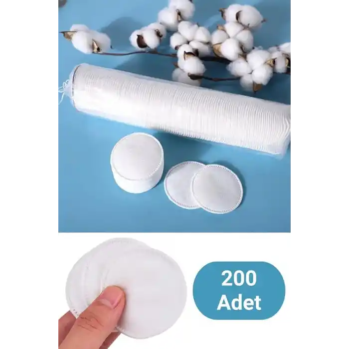 200 Adet Yuvarlak Makyaj Temizleme Pamuğu -%100 Saf Premium Kalite Disk Pamuk, Fondöten ve Makyaj Çıkarma Pedi, Tüy Bırakmaz, Yumuşak ve Taşınabilir (M, Adet, 200)