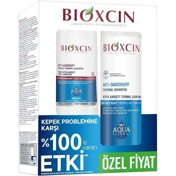 Bioxcin Aquathermal Kepek Karşıtı Termal Şampuan 300 ml + Yoğun Kepek Karşıtı Termal Şampuan 200 ml