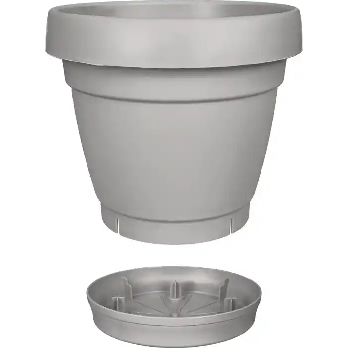 ToXA Tabaklı Delikli Plastik Çiçek Saksısı, 34 cm 15 Lt, 1 Adet, Bej