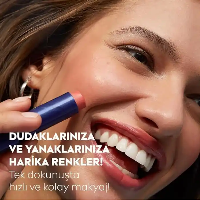 Renkli Nemlendirici Dudak Bakım Kremi Mercan 4.8gr,SPF30, Allık Etkisi, Dudak ve Yanaklar, E Vitamin