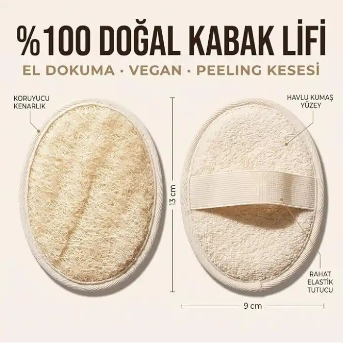 Anatolia Soap 1978 Yüz vücud Kabak lifi Doğal Lifler Peeling Temizleyici Arındırıcı. (2 Adet)