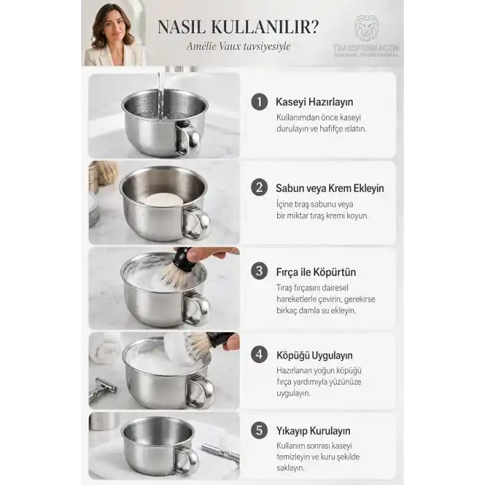 Transformacion Paslanmaz Çelik Tıraş Tası Sabun Köpürtme Kasesi 717299