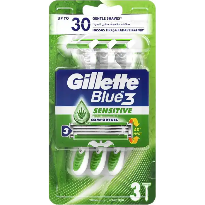 Gillette Blue3 Sensitive Kullan At Tıraş Bıçağı 3lü 1 Paket