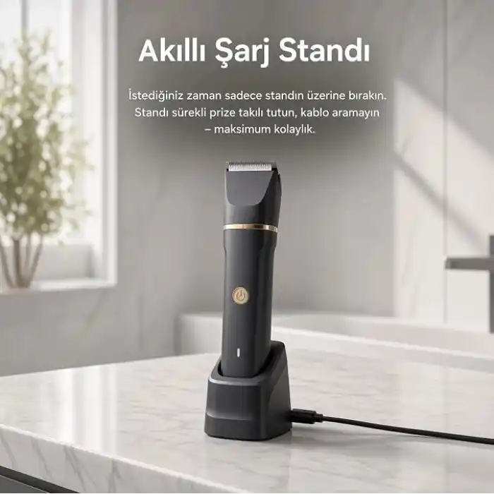 Erkek Bakım Seti Yüz Saç Sakal Vücut Tıraş Makinesi Islak Kuru IPX7 Su Geçirmez Seramik Bıçak Şarj Standlı Hassas Bölge Duşa Uygun Kablosuz Cilt Koruma Sistemi 2 Yıl Garanti