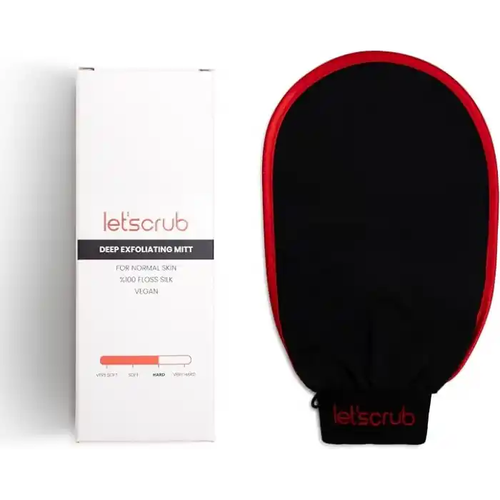 LETSCRUB Siyah Banyo Duş Kesesi Peeling Eldiveni%100 Floş İpek Unisex…