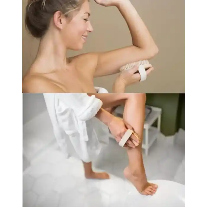 Ahşap Saplı Doğal At Kılı Selülit Fırçası Peeling Masaj Fırça Banyo Fırçası