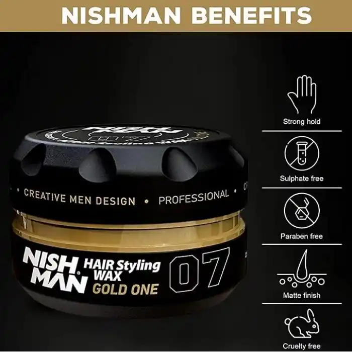 Nishman Saç Şekillendirici Wax 07 Gold One, 150 ML | Tüm Saç Tipleri | Ekstra Güçlü, Islak ve Parlak Görünüm