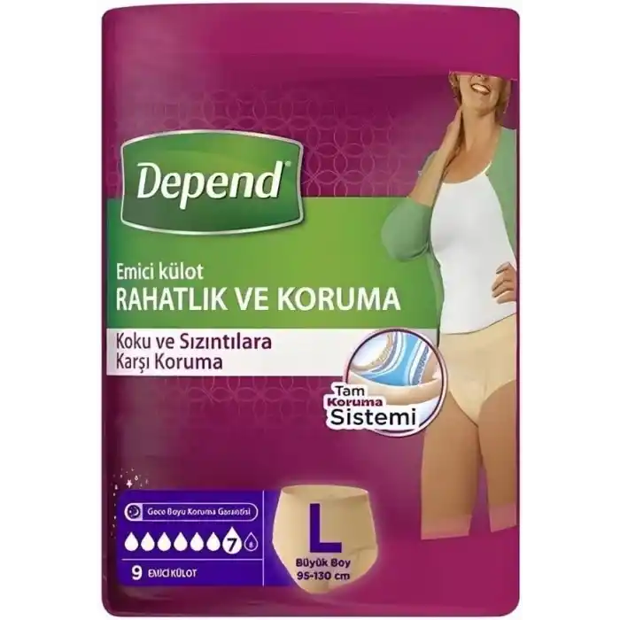 Depend Emici Külot Kadın Büyük Large 9+9 Avantaj Paket Kzmprt