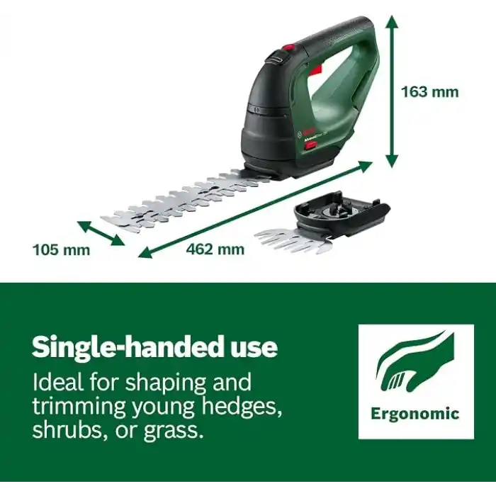 Bosch Home and Garden Bosch Akku Grasschere AdvancedShear 18V-10 (ohne Akku, 18-Volt-System, schneidet bis zu 85 m² pro Akkuladung, mit Strauch- und Grasscherenmesser, im Karton)