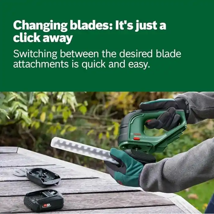 Bosch Home and Garden Bosch Akku Grasschere AdvancedShear 18V-10 (ohne Akku, 18-Volt-System, schneidet bis zu 85 m² pro Akkuladung, mit Strauch- und Grasscherenmesser, im Karton)