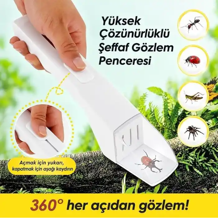 Valkyrie Böcek Yakalama ve Gözlem Aparatı Şeffaf Hazneli 360° İnceleme Aracı Sarı