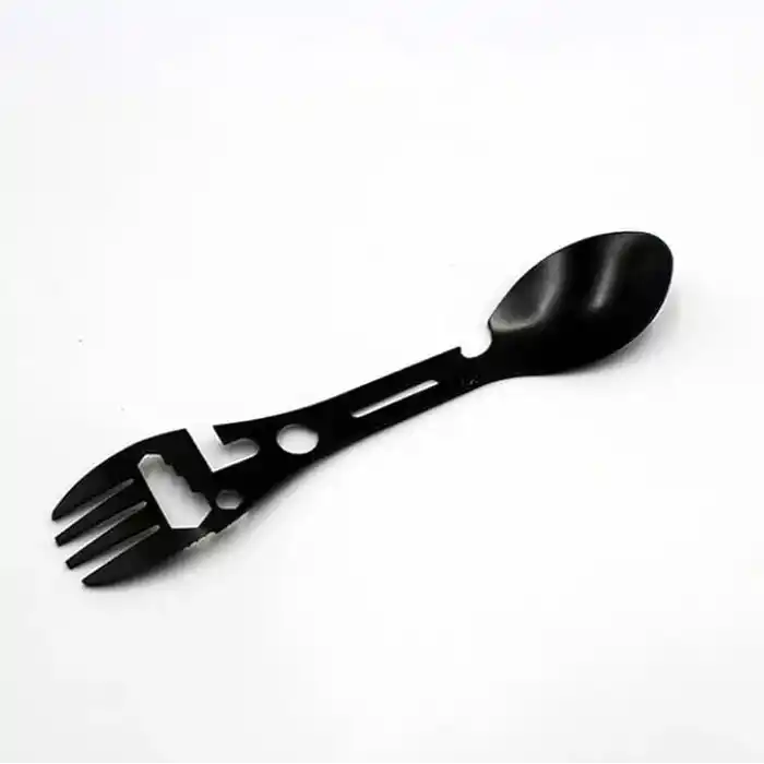 MOBEE 2li Paket 5i 1 Arada Spork Seti Paslanmaz Çelik Kamp Çatal Kaşık Bıçak Şişe Açacağı Outdoor MKMP-0044