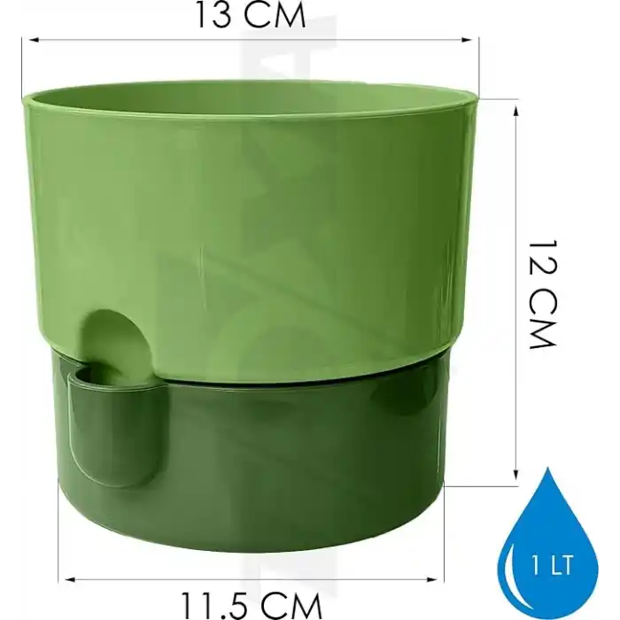 ToXA Dora Saksı Tabaklı Çiçek Kaktüs Saksısı Parlak Plastik Saksı (2 Adet, Yeşil, 1L, 13cm)